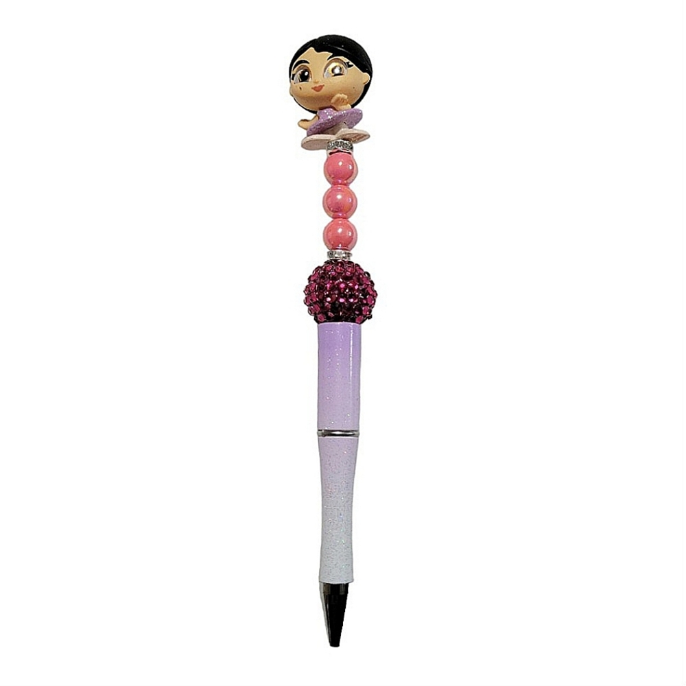 Mulan Disney Dorables Custom Beaded Ballpoint Twist Pen Violet Topper